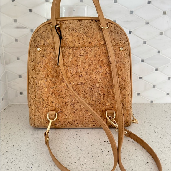 Miztique Daisy Cork Convertible Backpack Purse in a natural tan color - Picture 11 of 16